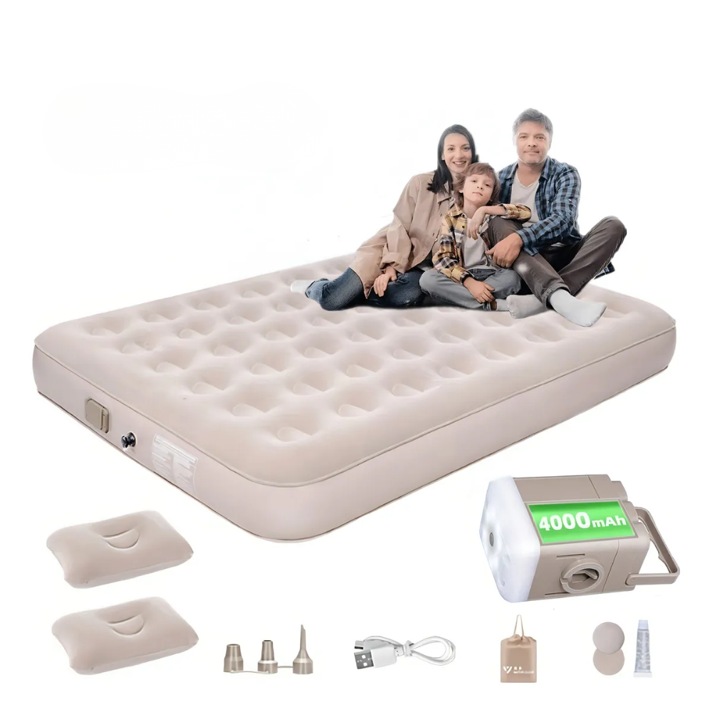 Praticidade para montar, conforto para dormir: KIT ConfortCamp™ [ACOMPANHA BOMBA E 2 TRAVESSEIROS]