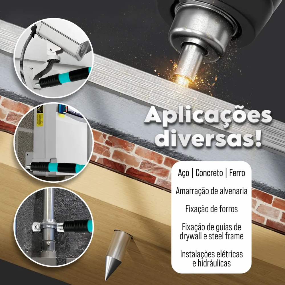 ImpactoFix™ — fixe em segundos, sem furar e sem bucha.[INCLUSO MAIS 280 PREGOS]