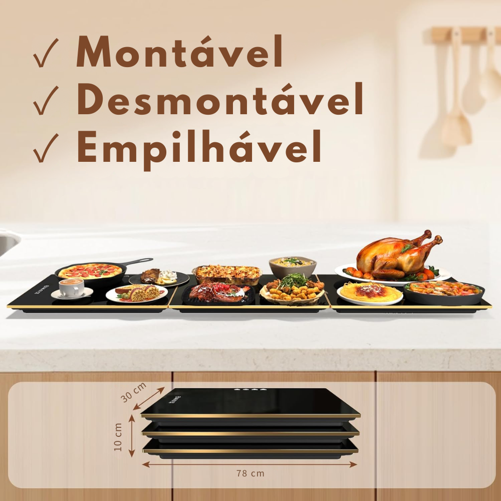 BuffetFlex™ — ajuste a mesa, mantenha o calor.