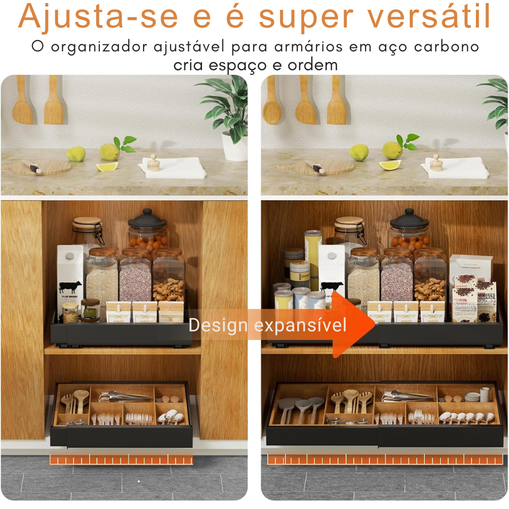 [Kit 2 Unidades] GavetaFlex™ — Ajusta ao seu armário, sem furar