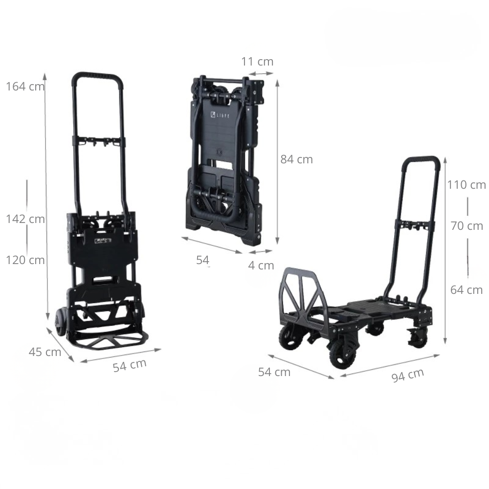 CargoFlex 2 em 1™: Força para carregar, leve para guardar.