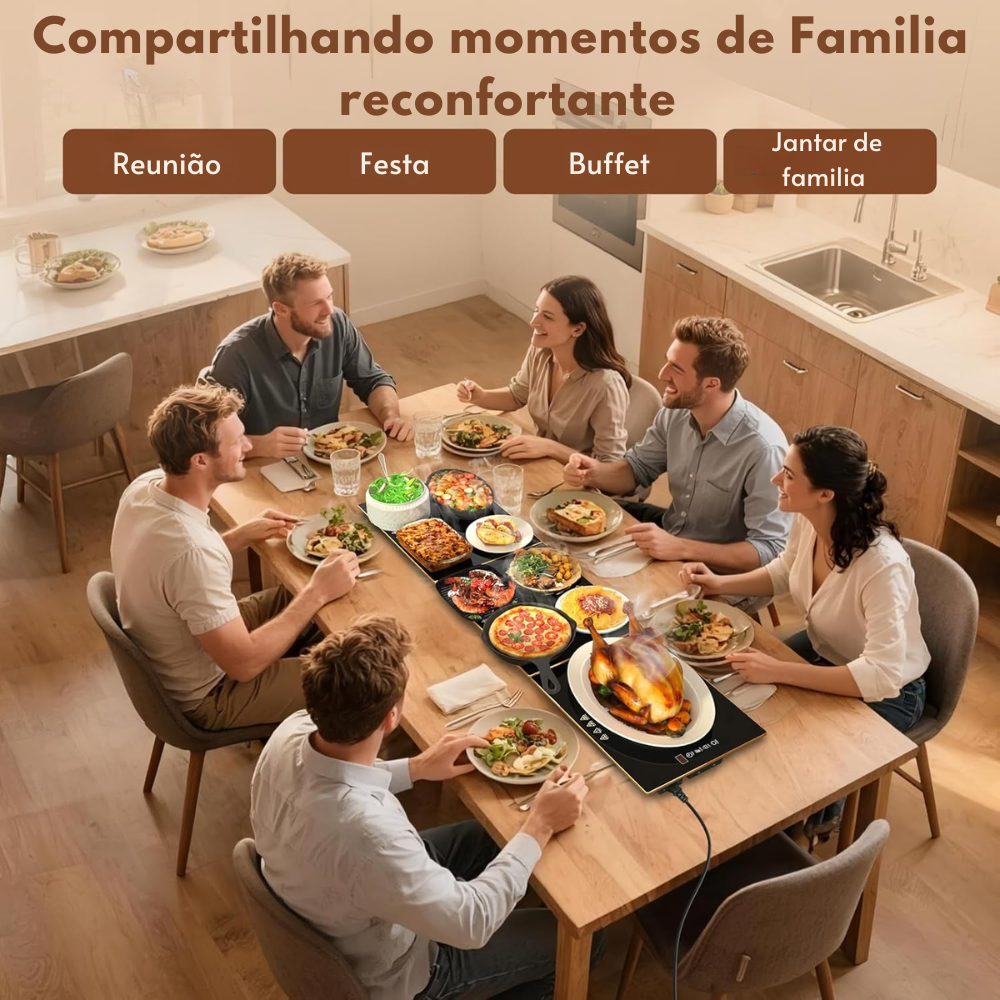 BuffetFlex™ — ajuste a mesa, mantenha o calor.