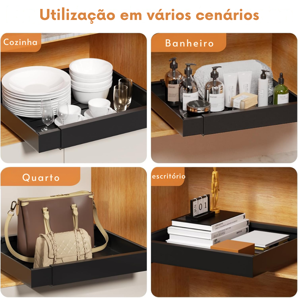 [Kit 2 Unidades] GavetaFlex™ — Ajusta ao seu armário, sem furar